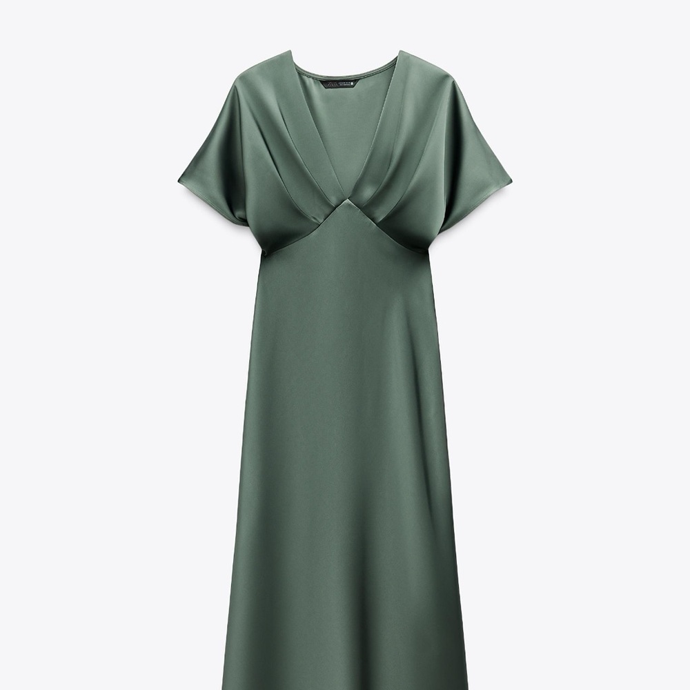 Zara Satin Maxi Dress in Green